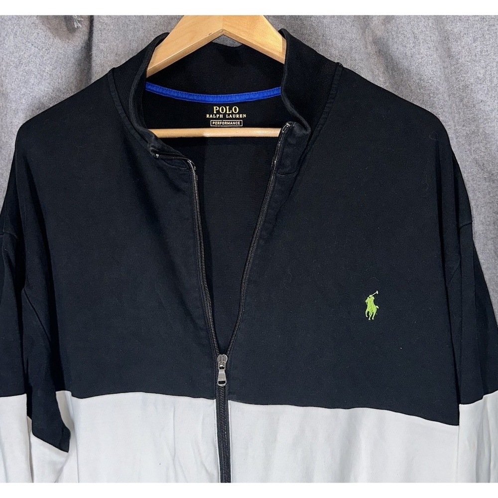 Polo Ralph Lauren Track Jacket 3XLT Black White Colorblock Performance Full Zip